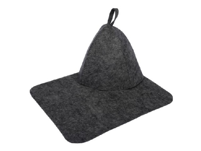 Набор из 2-х предметов (Шапка, коврик) серый 